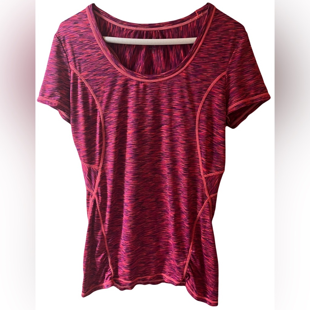 ATHLETA Ruched Athletic Stretch T-Shirt with Zipper Pocket